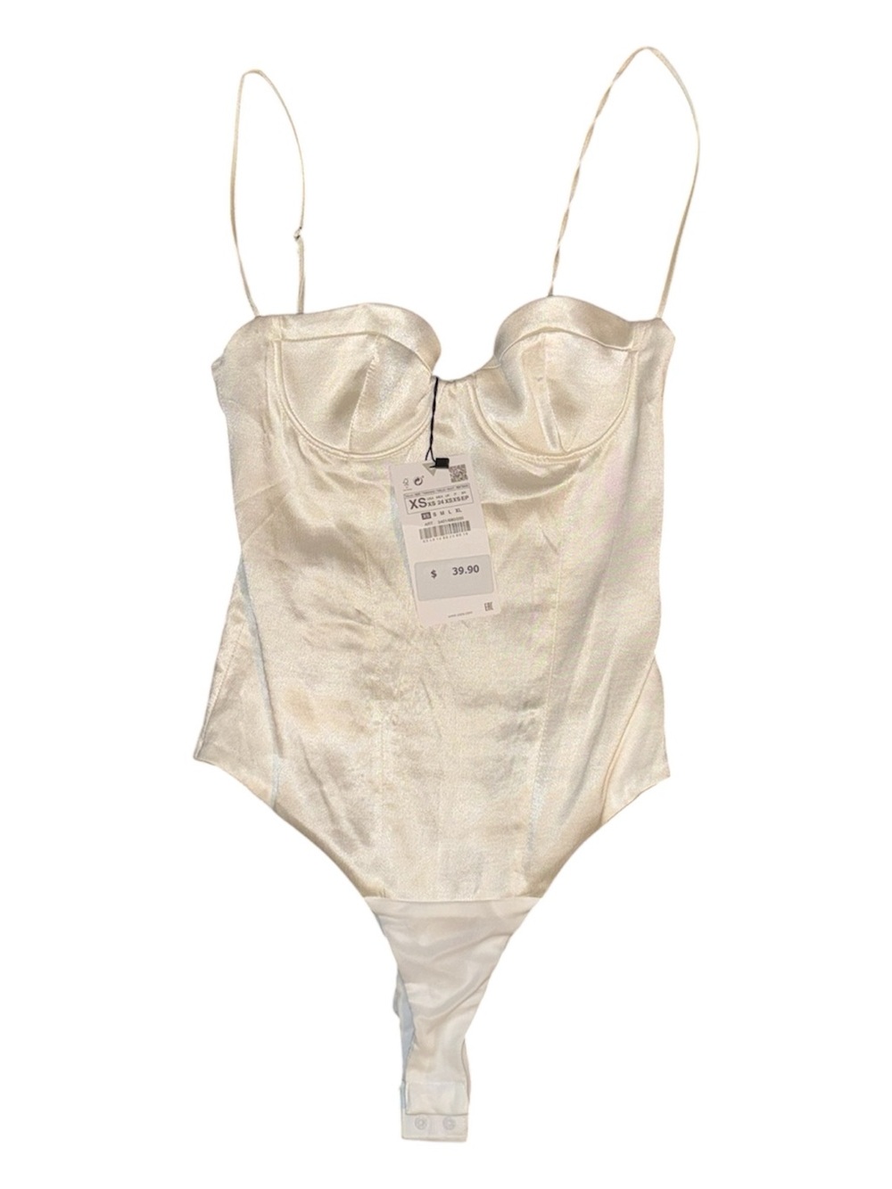 ZARA Satin-Effect Bustier Corset Bodysuit - Extra Small